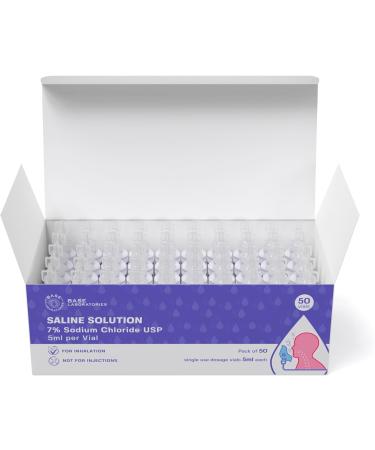Base Labs 7% Hypertonic Saline Solution for Nebulizer Machine - 50 Vials 5ml Unit Dose - Respiratory Treatment for Clearing Lungs, Mucus, and Congestion - Buy Online on GoSupps.com