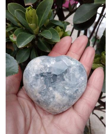 200-250g Natural Celestite Heart-Shape Crystal Cluster Geode Natural Crystal Home Decoration Specimen - Buy Online on GoSupps.com