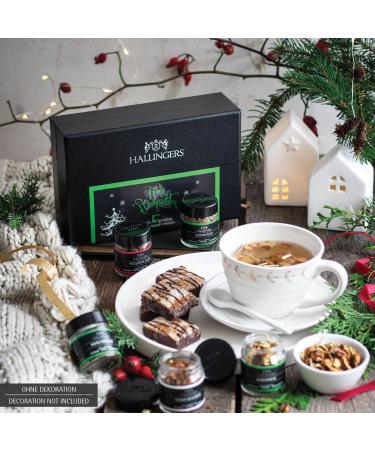 Hallingers Merry Christmas Green Tea Gift Set - 5 Vegan Varieties in Box | Perfect for Christmas Mother's Day Father's Day & General Gifts - Buy Online on GoSupps.com