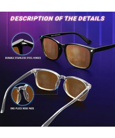 Livho Blue Light Filter Glasses for Women | TR90 Super Light Anti-Fatigue Computer & Gaming Glasses | Black & Clear Orange Colors - Buy Online on GoSupps.com