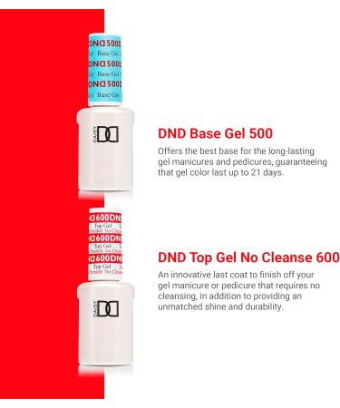 DND Base Gel and Top Gel Polish No Cleanse Set UV/LED GelBase Polish 500 and No Cleanse Top Coat 600 Professional Gel Polish Duo 0.5 Fl Oz Each - Buy Online on GoSupps.com