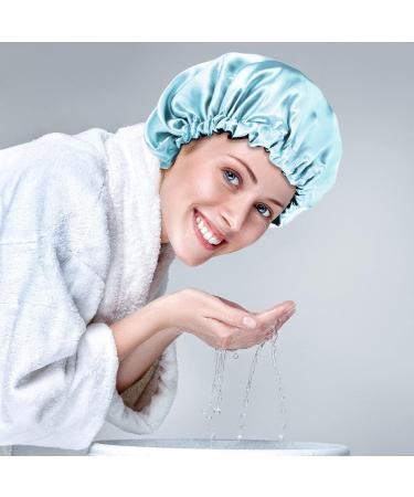 NADONEL 2 Pcs Silk Bonnet Sleep Cap Adjustable Silk Bonnet Sleep Cap Waterproof Satin Hair Cap Night Cap Double Layer Satin Bonnet for Women Girls Black Curly Hair (Blue+Green) - Buy Online on GoSupps.com