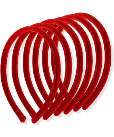 Topkids Accessories 6pc 1cm/0.4" Thin Velvet Hair Bands Head bands Alice Bands Adult Women Hair Accessories for Girls Headbands for Women's Hair Hair Bands for Girls (Red) - Buy Online on GoSupps.com