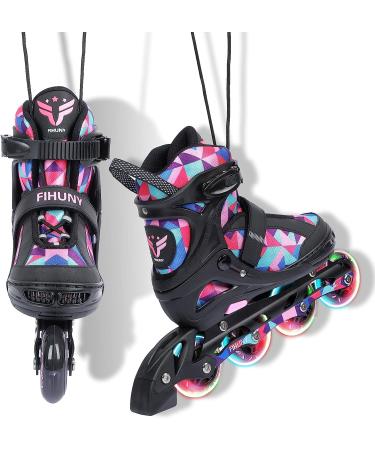 FIHUNY Adjustable Inline Skates for Kids and Adults with Light Up Wheels Roller Blades Skates for Girls and Boys Women C pink Large-Youth & Adult(4-7 US) - Buy Online on GoSupps.com