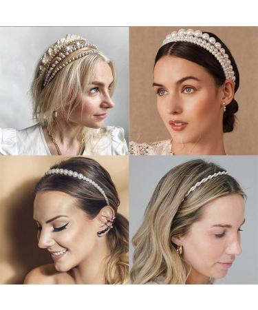 Andelaisi Boho Pearl Headband - Vintage Braided Hair Hoop for Women and Girls - White Pearl Hair Accessories - Buy Online on GoSupps.com