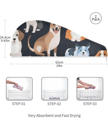Kind of Cute Dogs Hair Towel 2 Pack - Super Absorbent Quick Dry Hair Turbans for Women & Girls - Perfect for Fast Hair Drying - Buy Online on GoSupps.com