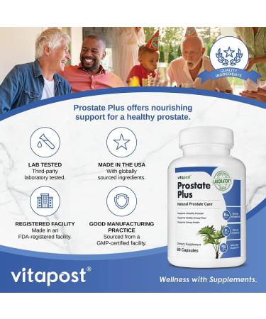 Prostate Plus: Natural Prostate Care Supplement for Men - Saw Palmetto, Vitamins & Minerals - 60 Capsules - Buy Online on GoSupps.com