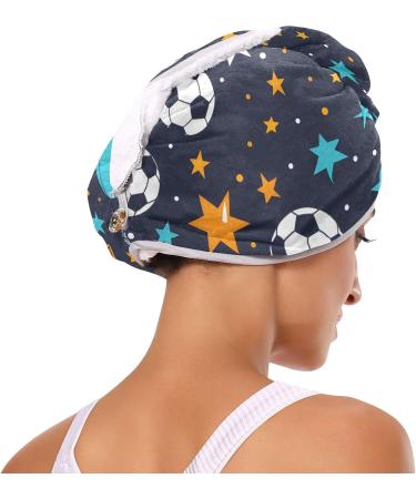 Ball and Star Hair Towel 2 Pack - Super Absorbent Quick Dry Hair Turbans for Women & Girls | Convenient Button Twisty Wrap - Buy Online on GoSupps.com