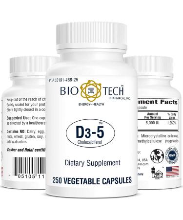 Bio Tech Pharmacal D3-5 Cholecalciferol 250 Capsules