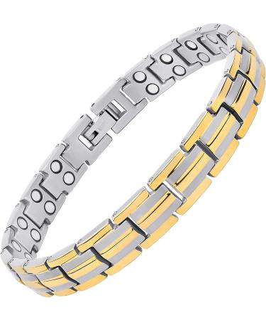 Magnetrx Ultrastarkes Titan Magnet Hard Band for Women | Adjustable Magnetic Titanium Bracelets (Silver & Gold) - Perfect Fit Size Tools - Buy Online on GoSupps.com