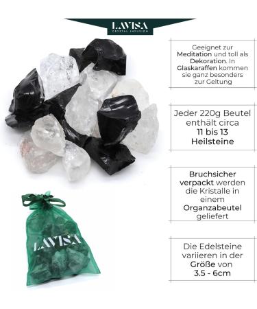 LAVISA Premium Healing Stones Gemstone Set | 100% Natural Crystals for Decoration & Water Treatment | Balance & Equilibrium Mineral Stones - Buy Online on GoSupps.com