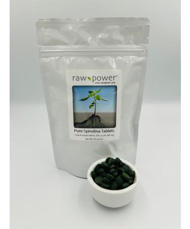 Raw Power Spirulina Tablets 500 Count 500mg Each 250 Grams / 8.8 oz Premium Pure Cold-Pressed Unheated
