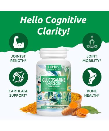 HiPlus Glucosamine Chondroitin MSM and Turmeric Supplement -Joint Support Supplementfor Women & Men with Boswellia & Glucosamine Sulfate 1500 mg. Used for Cartilage & Joint Health & Flexibility - Buy Online on GoSupps.com