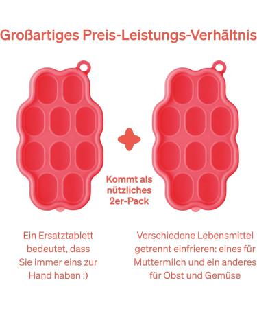 Lovenoobs Baby Food Storage - 100% Silicone Freezing Container for Baby Porridge & Ice Cream Shapes - Red - Buy Online on GoSupps.com