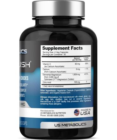 US Metabolics Mag Flush Magnesium Oxide Capsules 750mg 120 Vcaps - Oxygenated Magnesium Oxide Supplement for Constipation Relief Colon Cleanse Laxative and Digestion Support for Women and Men - Buy Online on GoSupps.com