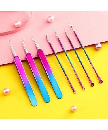 NUOMI 7 Pcs/Set Blackhead Remover Needles Stainless Steel Acne/Pimple/Comedone/Zits Fine Needles Extractor for Face Rose Forehead Cleaning Beauty Crafts with A Hard Shell Case Rainbow - Buy Online on GoSupps.com