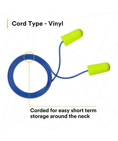 3M Ear Plugs  200/Box  E-A-Rsoft Yellow Neons 311-1250  Corded  Disposable  Foam  NRR 33  Drilling  Grinding  Machining  Sawing  Sanding  Welding  1/Poly Bag - Buy Online on GoSupps.com