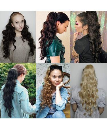 Pferdeschwanz Hair Extension Clip | Natural Brown Afro Curly Ponytail 63cm - Long Hair Accessories for Braids - Buy Online on GoSupps.com