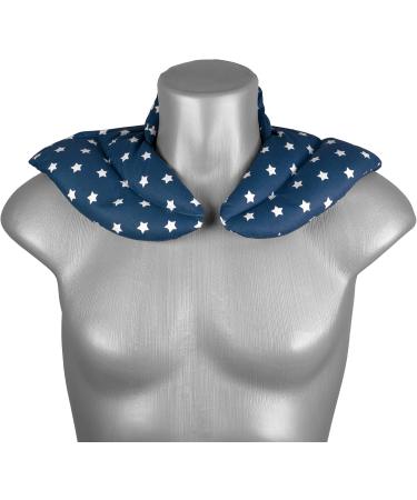 Neck Pillow with Stand-Up Collar - Stars Blue - Grape Seed Heat Pad for Ultimate Comfort - Buy Online on GoSupps.com