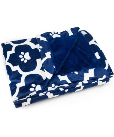 Bone Dry Moroccan Paw Print Pet Blanket 50 x 60 - Blue | Cozy and Stylish Pet Blanket - Buy Online on GoSupps.com