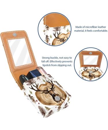 Premium Leather Lipstick Case | Vintage Deer Moose Mini Organizer with Mirror - Perfect Lip Gloss Holder - Buy Online on GoSupps.com