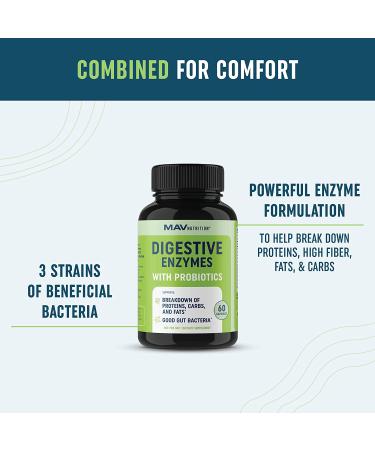Digestive Enzymes & Probiotic Supplement for Digestion, Bloating, IBS, Constipation & Gas Relief - 60 Premium Blend Capsules - Buy Online on GoSupps.com