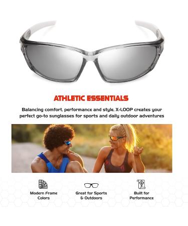 X LOOP Polarized Sports Sunglasses for Men UV400 - Gray/White/Silver Mirror - Buy Online on GoSupps.com