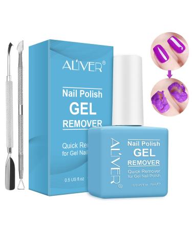 Gel Nail Polish Remover(15ML) - Professional Removes Nail Polish in 3-5 Minutes Quickly & Easily Not Hurt Nails with 1 PCS Cuticle Pusher + 1 PCS Nail Polish Scraper 0.52 Ounce (Pack of 1)