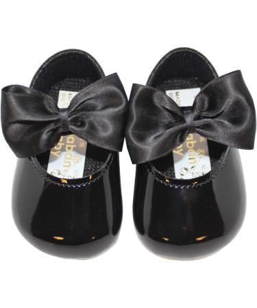 Baby Girls Pram Shoes: Bow Button Soft Sole | Made in Britain | 1 UK Child | Black - Buy Online on GoSupps.com