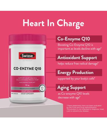 Swisse CoQ10 Supplement | Co-Enzyme Q10 for Heart Health Energy & Antioxidant Support | 135 mg 180 Mini Softgel Capsules - International Shipping Available - Buy Online on GoSupps.com