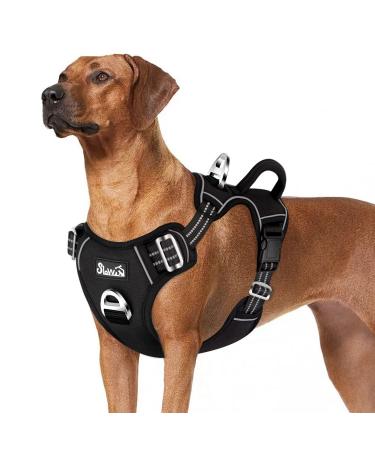 Eyin dog harness for large dogs adjustable breathable reflective padded and breathable breast dishes with handle and front bracket for daily training (black XL) XL (neck: 55-83cm breast: 50-94cm) black - Buy Online on GoSupps.com