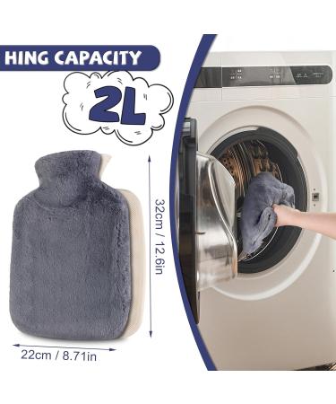 2pcs Hot Water Bottles 2L Large Hot Water Bottle with Cover Fluffy Hot Water Bag Hand Feet Warmers with Pocket for Neck and Shoulder Pain Relief ( Dark Grey & Dark Blue) - Buy Online on GoSupps.com