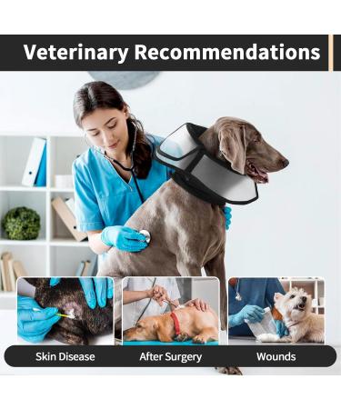 Kuoser Dog Protective Collar - Adjustable Comfy Cone for Post-Surgery Leak Protection Breathable Elisabethane - Ideal for Dogs & Cats - Black Medium - Buy Online on GoSupps.com