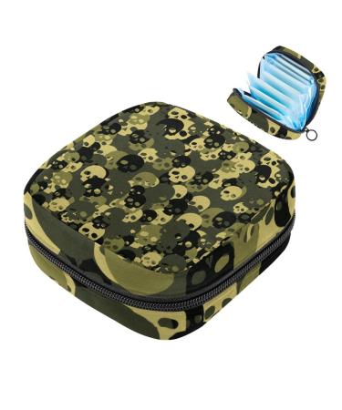 Women's napkin storage pocket camouflage pattern dead head pattern portable women's bandages storage bags female menstruation first period bag for teenagers girls women women