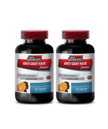 Folic acid capsules - Anti Gray Hair - Gray hair away natural hair growth products hair supplements for hair growth women hair biotin vitamins biotin vitamins for hair skin and nails 2Bots 120Caps