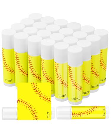 Suttmin 24 Pcs Softball Lip Balm for Softball Theme Party Bulk Gifts Beeswax Moisturizing Lip Balm Vanilla Flavor Plumping for Team Men Women Sports Lovers