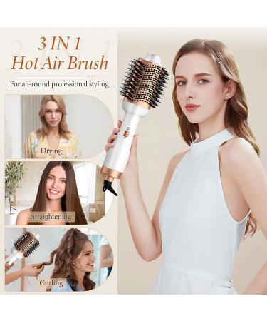 Hyadry 3-in-1 Warm Air Brush | Professional Round Hot Air Brush for Curling Smoothing & Volume - International Shipping Available - Buy Online on GoSupps.com