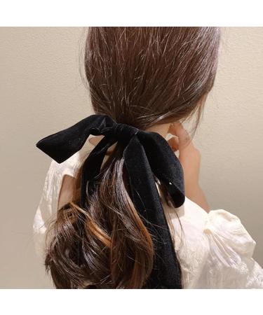 Hair Bows Hair Bobbles Bow Hair Ties Hair Accessories for Women Black Velvet Bow Hair Ribbon Elastics French Long Tail Hair Bow for Hair Ponytail Holders Hair Styling Accessories - Buy Online on GoSupps.com