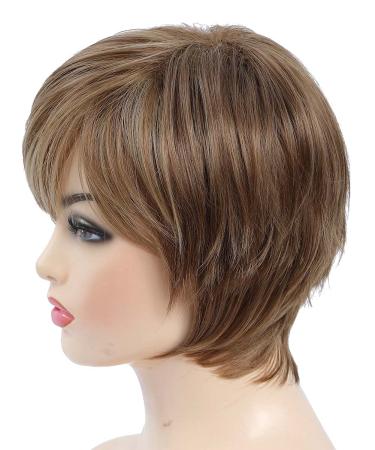 JOLNVCA Pixie Cut Short Brown Wigs for White Women - Blonde Mixed Brown - Buy Online on GoSupps.com