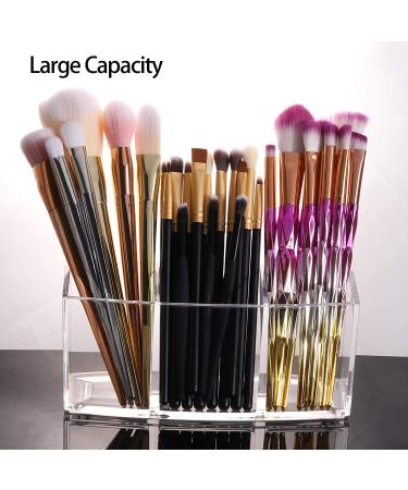 Clear Makeup Brush Holder Organizer - 3 Slot Cosmetic Brushes Storage - Buy Online on GoSupps.com