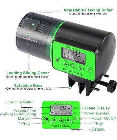 Castaroud Automatic Fish Feeder Fish Food Dispenser Auto Timer Aquarium Tank Turtle Feeder Smart Programmable Digital LCD Large Capacity Auto Fish Feeder for Fish Turtle - Buy Online on GoSupps.com