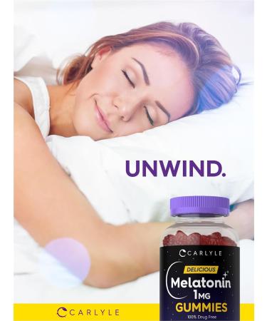 Carlyle Melatonin 1mg Gummies | 90 Count | Fruit Flavor Gummy Supplement | Vegan Non-GMO Gluten Free - Buy Online on GoSupps.com