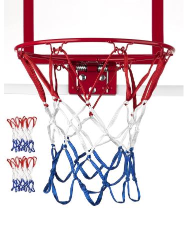 XXXYYY Mini Basketball Net Replacement 8 Loop 2 Pack Vibrant Color for Indoor Door/Room Walls 8"-10.25" Hoop Red White and Blue