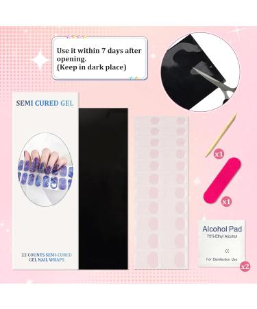 22PCS Semi Cured Gel Nails Strips Self-Adhesive Full Wraps Gel Nail Polish Stickers Long Lasting Gel Nail Stickers with Soft Glossy Gel Finish Blue Starry Night Design French Manicure Stickers Blue Starry Sky - Buy Online on GoSupps.com