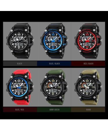 Men's Analog-Digital Sports Watch | 50M Waterproof Military | LED Screen | Stopwatch & Alarm | Black - Buy Online on GoSupps.com