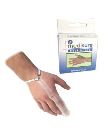 SIZE MEDIUM PAIR OF MEDISURE FIRSTAID PREMIUM ADJUSTABLE RE-USABLE MEDICAL PROTECTIVE TRANSPARENT PVC FINGER STALL