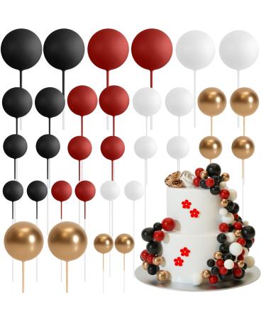 Astaron 32 pieces of Tortendeko balls cake topper mini balloons cake upleater for wedding party baby party birthday cake (red black) red black - Buy Online on GoSupps.com