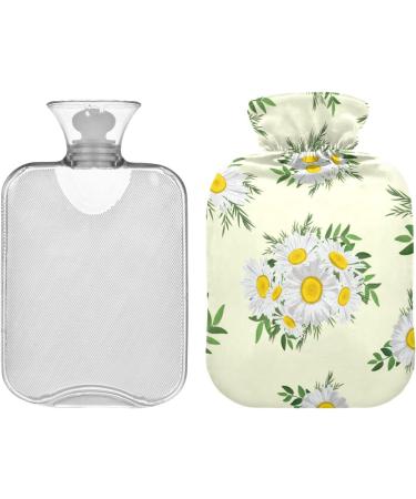 Hot Water Bottles with Cover - Daisy Design for Pain Relief | 2 Liter Bed & Foot Warmer for Women & Adults - Buy Online on GoSupps.com