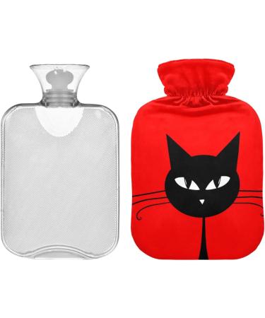 Soft Cat Hot Water Bottle with Cover - Warm Up Your Bed & Relieve Neck & Shoulder Pain | 2L Red Background - Buy Online on GoSupps.com
