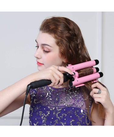 Professional 3 Barrel Curling Iron Hair Waver - 1 Inch Ceramic Curler with LCD Display (Pink) | Perfect for Gorgeous Waves | International Shipping Available - Buy Online on GoSupps.com